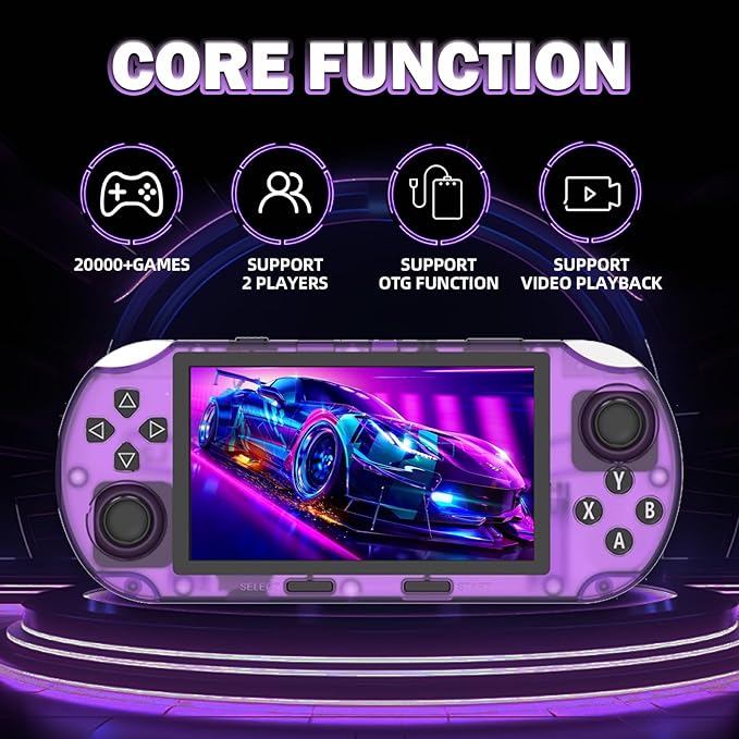 SF3000 Retro Handheld Game Console,20000+ Games,HD TV Output Retro Gaming Console,E-Book/Music/Video Playback/Emergency Charging of Phone,14 Emulators,4.5-Inch IPS Screen,Dual Core Processor (Purple)