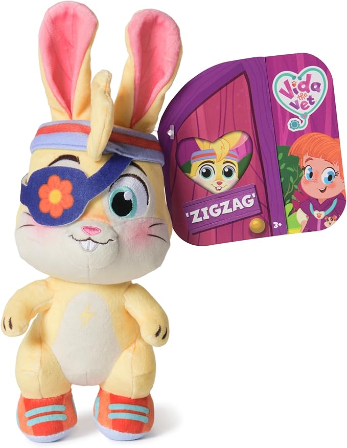 Vida The Vet, Zig Zag Plush Toy, 9-Inch Tall Stuffed Animals with Super-Soft Fur, Kids Toys for Girls & Boys Ages 3 and up
