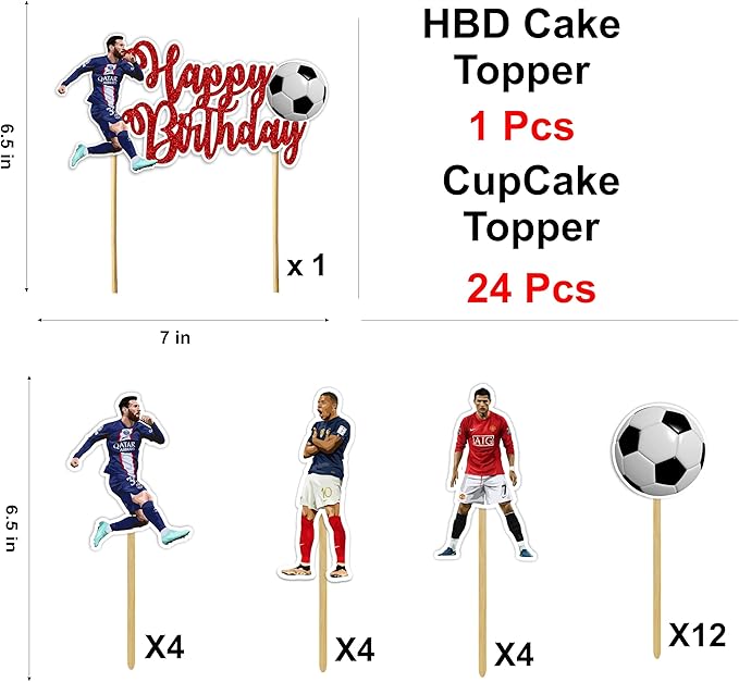 Soccer Football Theme Birthday Party Supplies – Sports Inspired Party Decoration Set for Birthday Celebrations and Themed Events, Decorative Table Styling Items for Dessert Displays.