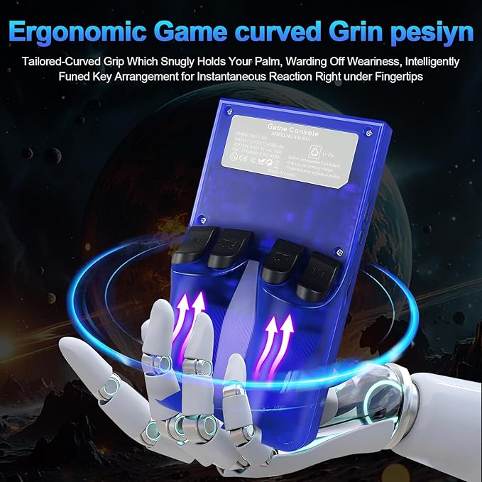 DVJQSN R36MAX Retro Handheld Game Console, 4.0 Inch Screen, 64GB, 18000+ Games, Linux System, 4000mAh Battery (Blue Transparency, 64, GB)