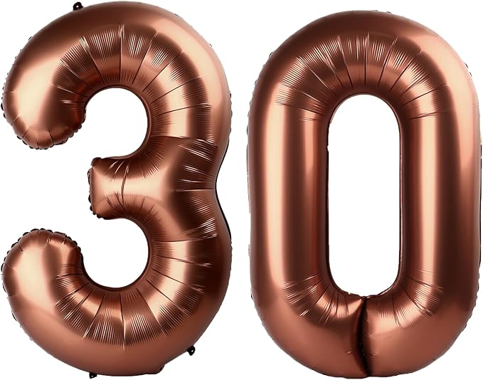40 Inch Dark Brown Balloon Number 30,Chocolate Jumbo Mylar Foil Helium Balloon for 30th Digital Balloons for Birthday Party,Wedding Anniversary Party Decorations
