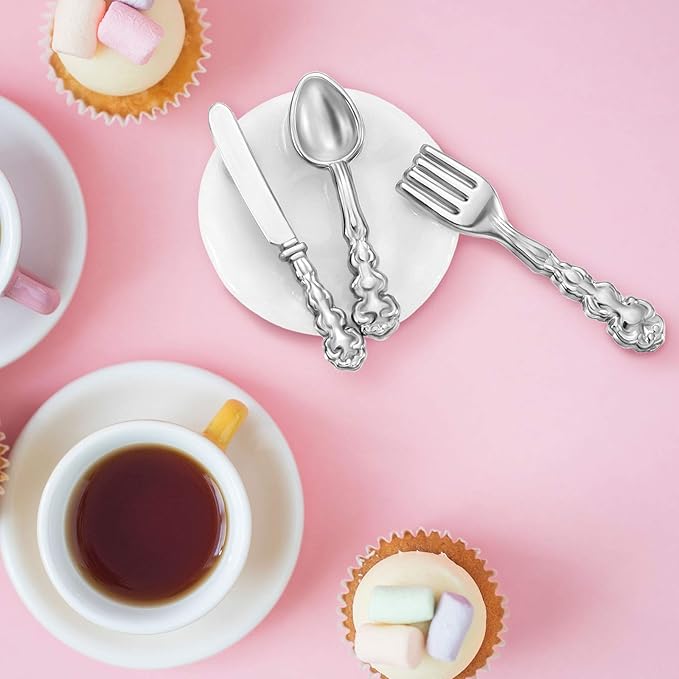 Skylety 37 Pieces 1:12 Scale Miniatures Dollhouse Kitchen Accessories Include 16 Plates Knife Fork Spoon, 6 Egg Beater Utensil, 15 Tea Cup Set(Blue Porcelain)