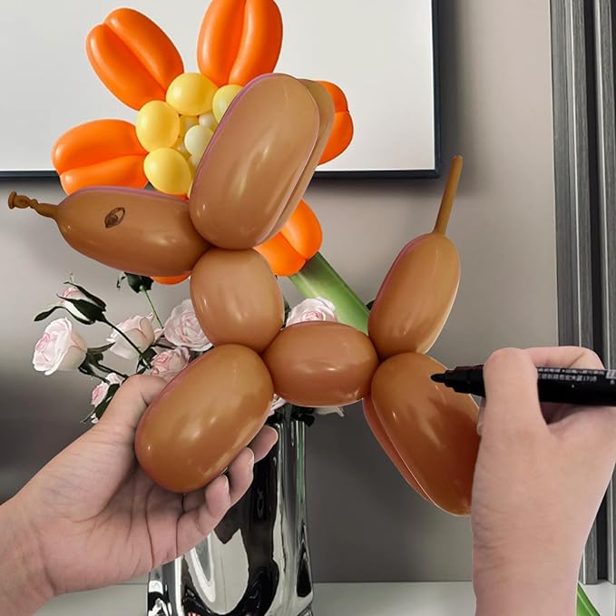100Pcs 260 Balloons Brown Long Balloons for Balloon Garland Thickening Skinny Latex Twisting Balloon, Brown long balloons for tying Animals Modeling Christmas Birthday Party Decorations. (Cocoa)