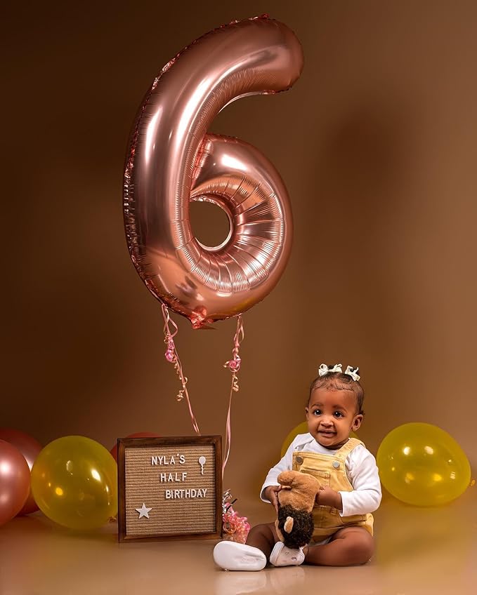 Rose Gold Number 60 Balloon 40 inch, 60 Number Balloons, 60th Birthday Decorations, 60 Year Old Women Men Rose Gold Party Supplies