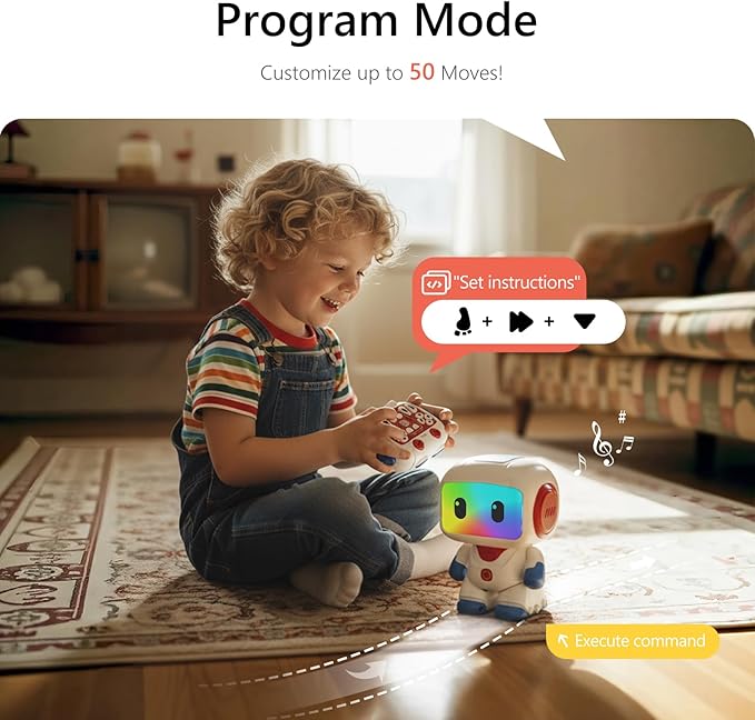 GILOBABY Programmable RC Robot Toy for Boys, Rechargeable STEM Astronaut w/LED Face, Voice Recording, Dancing, Remote Jetpack, Gift for 4 5 6 7 8 Year Old Kids (Blue-r)