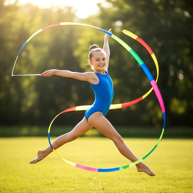 24 Pcs Ribbon Dancing Wands Bulk, 78.7 Inch Rainbow Streamers Party Favors Dance Rainbow Ribbon with Wand for Games, Artistic Gymnastics, Performance, Birthday Decor, Princess Party Supplies