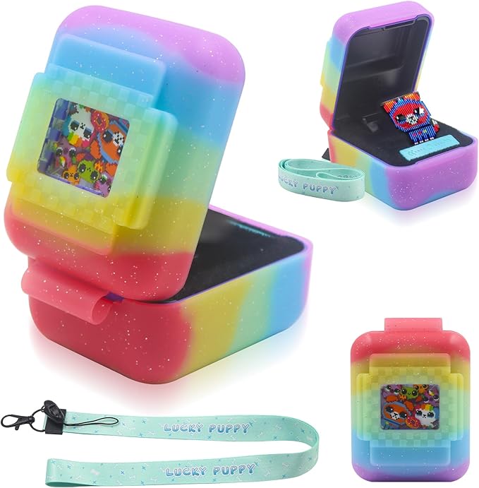 Silicone Cover Case for Bitzee Interactive Toy Digital Pet with Lanyard, Protective Case Holder Skin for Bitzee Virtual Electronic Pets for Girls & Boys (Colorful)