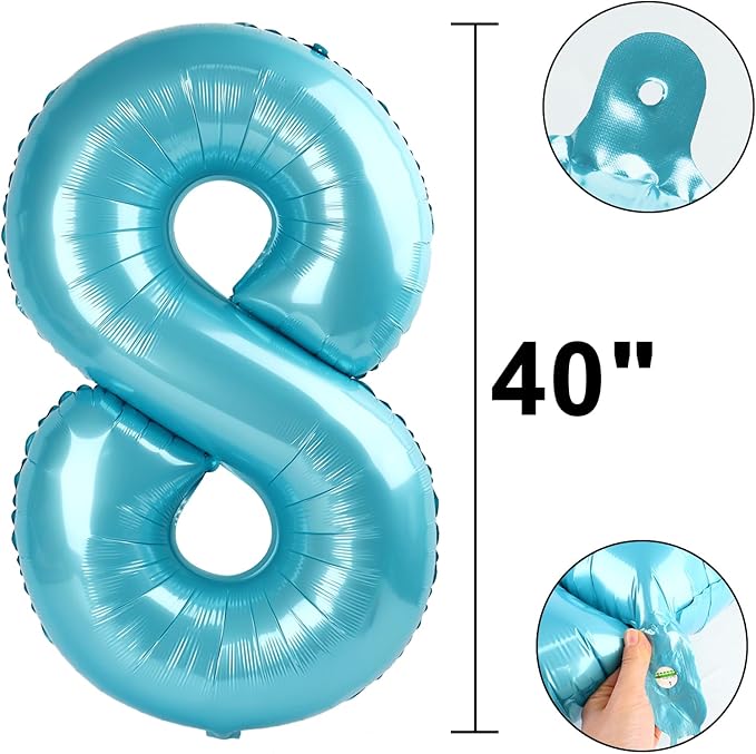 40 Inch Light Blue Number 18 Digital Balloon,Jumbo Mylar Foil Helium Balloon for 18 Balloons for Birthday Party,Wedding Anniversary Party Decorations