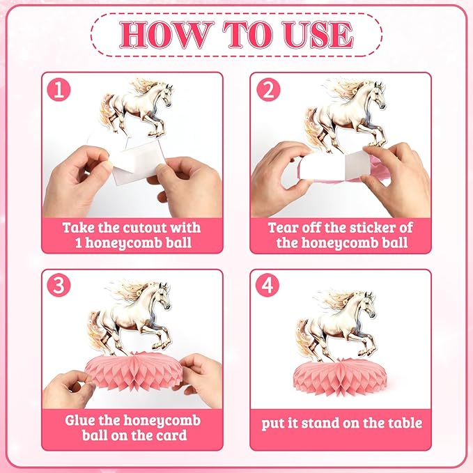 8 PCS Cowgirl Decorations，KSKSPE 3D Horse Themed Party for Tables Western Cowgirl Party Supplies for Western Cowgirl Themed Girls' Birthday Wedding Party Supplies