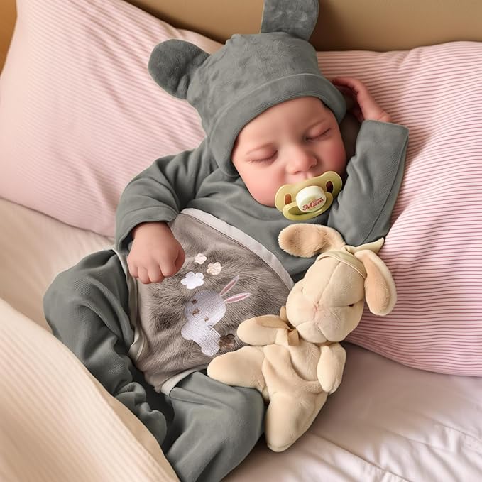 JIZHI Lifelike Reborn Baby Dolls Boy - 17-Inch Soft Body Realistic-Newborn Full Body Vinyl Real Life Baby Dolls with Toy Accessories for Kids Age 3 4 5 6 7 +
