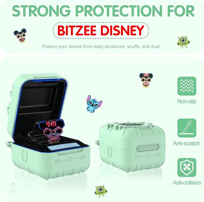 Silicone Case for Bitzee Disney Interactive Toy, Anti-Scratch, Washable, Shockproof Silicone Protective Cover for Bitzee Disney Interactive Toy Accessories with Lanyard - Mint Green