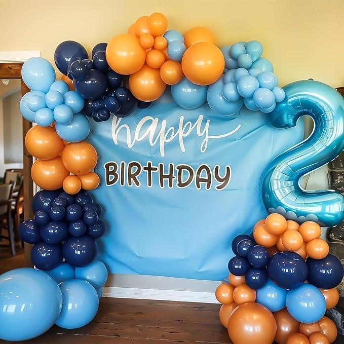 Orange Blue Balloons Garland Arch Kit Orange Navy Blue Balloon Arch Kit Pearl Dark Light Blue Latex Balloon Helium Balloons for Boys Birthday Party Decoration Wedding Party Supplies