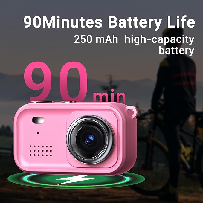 Kids Camera, 1080P HD Digital Camera for Boys and Girls, Birthday Toy, for Kids Age 3 4 5 6 7 8 9 10 with 4GB SD Card, Pictures & Videos Recording (Pink)