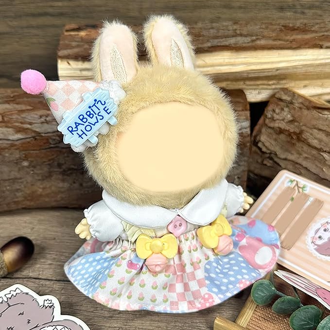 Clothes for Doll, 17cm Doll Clothes Set Suitable for Dolls Accessories - Birthday Hat + White Top + Suspender Skirt (NO Doll),Ice Cream