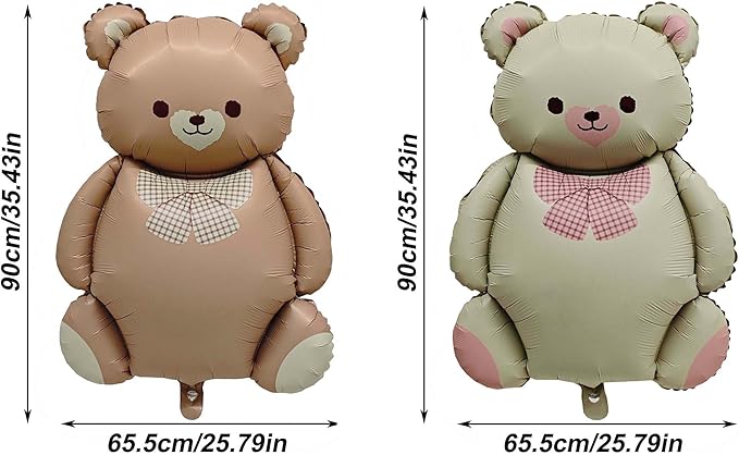 Matte teddy bear balloons Decorations 2PCS Foil Mylar Balloons Little Bear Theme Party Supplies Jungle Safari Theme Baby Shower Birthday Party Decorations