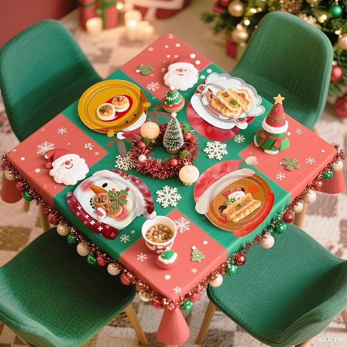 60 Pcs Christmas Plates, Including Gingerbread Santa Snowman Reindeer Plates for Merry Christmas Decorations Xmas Winter Holiday Party Supplies