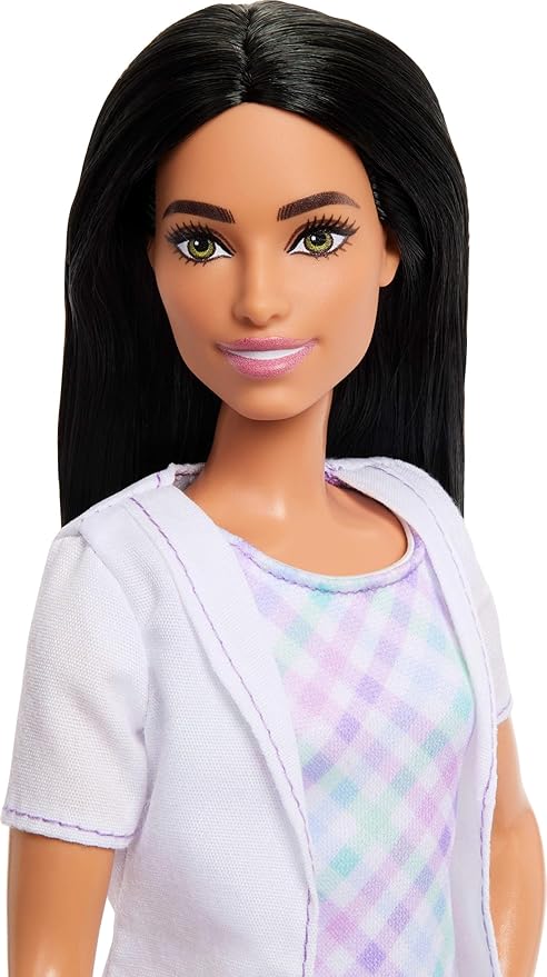 Barbie Careers Dentist Playset with Brunette Doll Wearing White Coat, Toddler Small Doll, Examination Chair & Accessories