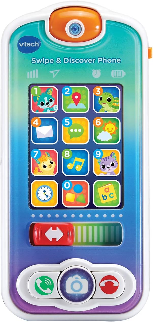 VTech Swipe & Discover Phone, Play Phone for Baby Girls and Boys, Interactive Toy with Lights and Sounds, Mobile Phone Toys for Babies, Learning Toy with Animals, Numbers and More, Ages 6 Months +