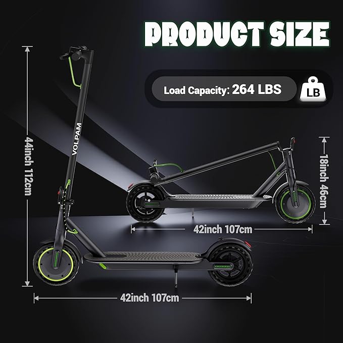 VOLPAM Electric Scooter, 350W/500W Powerful Motor, 8.5"/10" Solid Tires, 19/21Mph, 28/23/21/16 Miles Max Range, Dual Braking