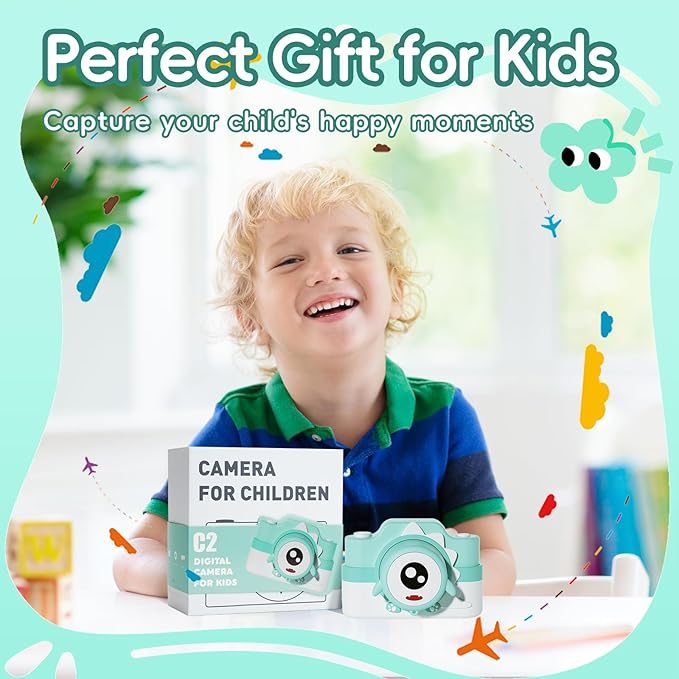 Dinosaur Kids Camera, Non-Game Camera for 3 4 5 6 7 8 9 Yeas Old, 32MP Dual Lens & 1080P HD Video Toddler Children Digital Camera with 32G SD Card, Birthday Festival Gift for Girls Boys 3-12