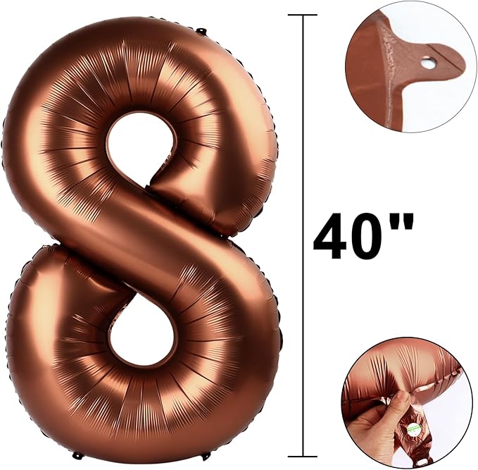 40 Inch Dark Brown Balloon Number 28,Chocolate Jumbo Mylar Foil Helium Balloon for 28th Digital Balloons for Birthday Party,Wedding Anniversary Party Decorations