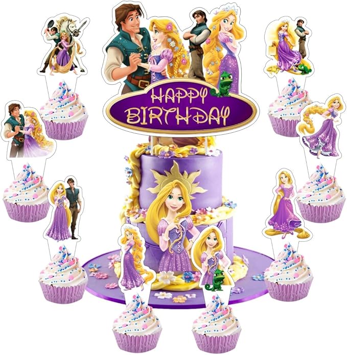 25Pcs Cake Decorations with 24pcs Cupcake Toppers 1pcs Cake Topper for Birthday Party Supplies