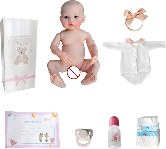 Realistic Reborn Baby Dolls-18 Inch Real Life Baby Dolls Girl Lifelike Baby Doll with Accessories for 3+ Years Old (White)