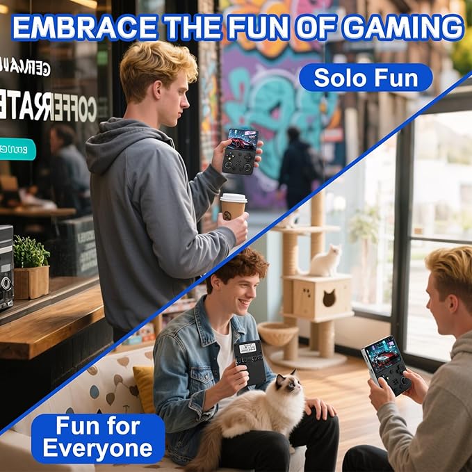 RG36PRO Handheld Game Console - 3.5-Inch Screen, Support 30000+Classic Games, 64G TF Card, Open Source System, 3000mAh Battery, Portable Console for Travel, Gift for Adult or Partner-Black