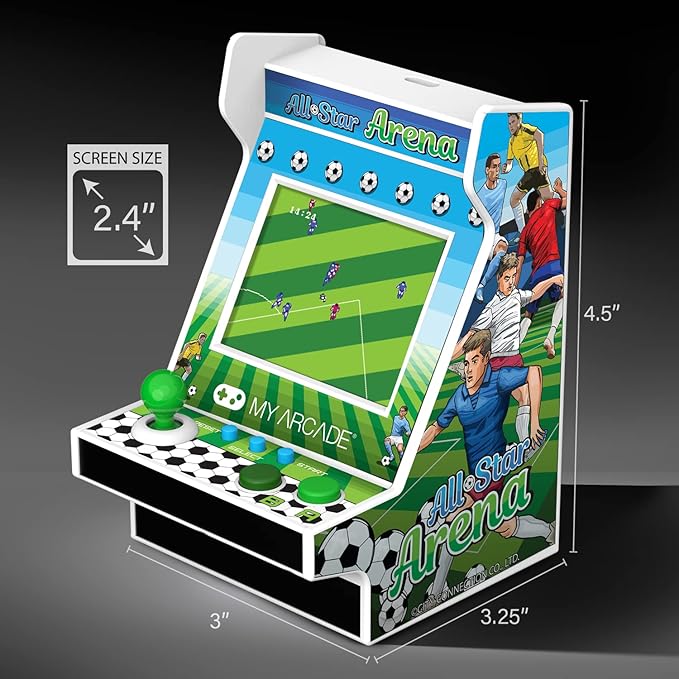 MY ARCADE All-Star Arena Nano Player - 4.5" Fully Playable Portable Mini Arcade Machine with 207 Retro Games, 2.4" Screen Color Display