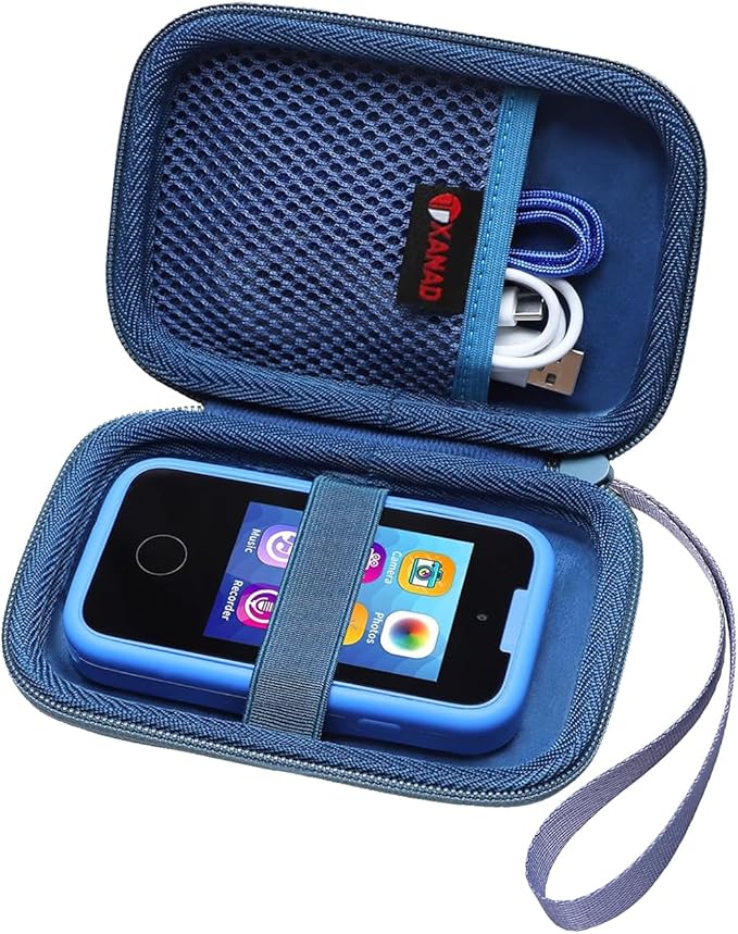 XANAD Kids Smart Phone Case for Joozfee/Kikapabi/Dancingcow/Prysyedawn, Learning Toys Holder for Toddler Play Cell Phone, SD Card, Lanyard and Cable Accessories - Blue(Case Only)