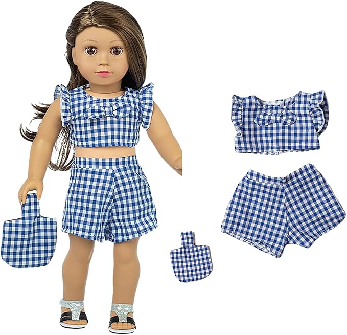 22 Pcs American 18 inch Doll Clothes Gifts and Accessories, Fit 18 inch Doll - Including 10 Sets of Various Styles Doll Clothes, Hair Clips and Sunglasses Handbags