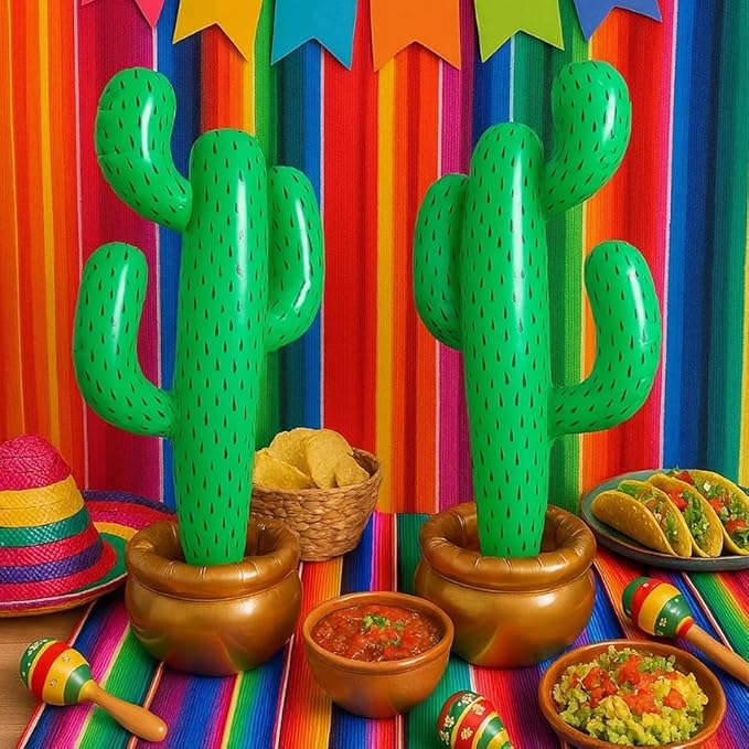 GiftExpress 2 Pack Inflatable 36" Cactus Prop Décor for Mexicano Fiesta Theme Party Decorations, Cinco De Mayo Prop, Hawaiian Pool Party, Desert Western Cowboy Theme Party (36" - 2 Pack)