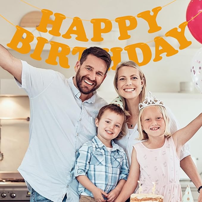 Orange Happy Birthday Banner Birthday Party Decorations Sign Birthday Backdrop Party Supplies Happy Birthday Bunting Banner for Kids Adults