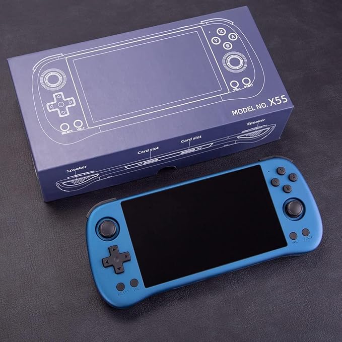 Powkiddy X55 Handheld Retro Game Console Built-in 20,000 Games 128G 5.5-Inch IPS Screen Video Gaming Console for Kid Adult, RK3566 CPU, HDMI Interface