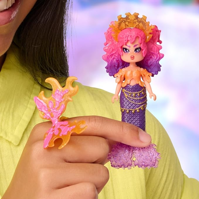 3” Fire Mermaid Fashion Doll - 1 Figure with 9 Fashion Accessories - Virtual Item Code Included - Series 3 - Ages 5+