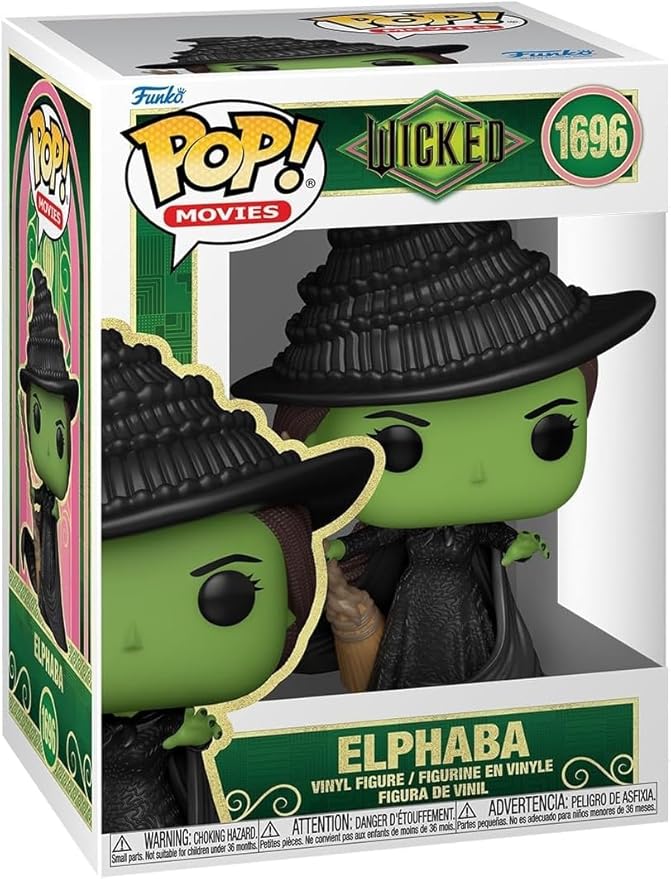 POP Movies: Wicked - Elphaba Funko Vinyl Figure (Bundled with Compatible Box Protector Case), Multicolor, 3.75 inches
