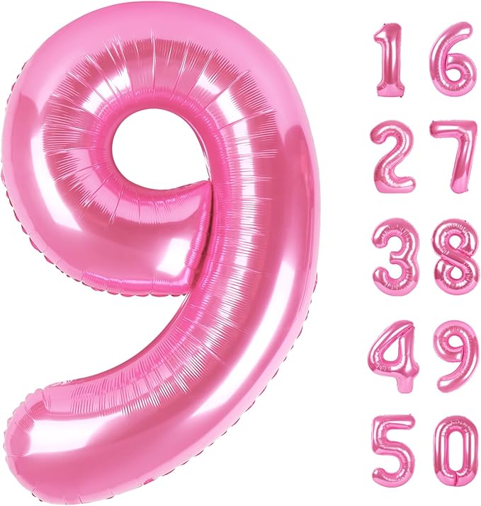 Pink Number 9 Balloon 40 Inch,Jumbo Giant Mylar Pink Number 9,Big Large Foil Helium Number Balloons, Digital 9 Helium Balloons for Girls 19 29 Birthday Graduation Princess Party Decorationsn