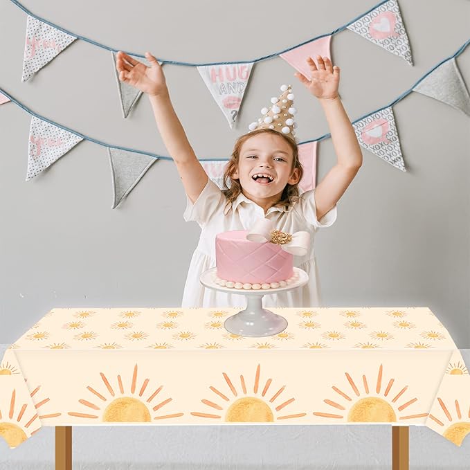 3pcs Boho Themed Sunshine Birthday Party Tablecloths Boho Party Decorations First Trip Inspired The Sun Birthday Decorations Boho Hippie Sunshine Sun Baby Shower Party Supplies Decorations