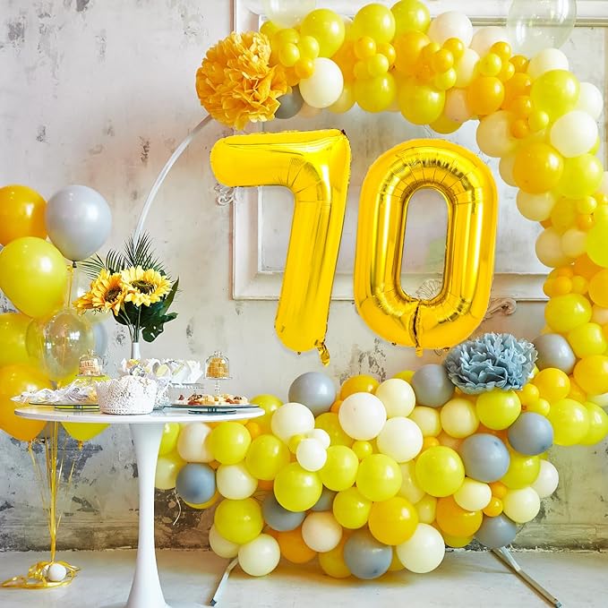 40 Inch Gold 70 Number Balloons Giant Jumbo Large Helium Mylar Foil Golden Number Balloons for Women Men 70th Birthday Party Supplies 70 Wedding Anniversary Celebration Events Decorations