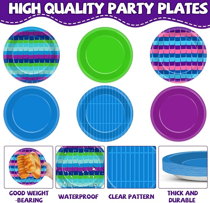 48PCS Video Game Birthday Party Supplies Video Gaming Paper Plates 7" Dinnerware Dessert Plates Llama Game On Party Decorations Gamer Level Up Table Decor for Teenager Kids Boys Birthday Favor