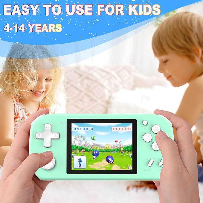 Great Boy Handheld Games for Kids with 218 Retro Video Game 3.0'' Color Screen Rechargeable Arcade Gaming Player,Birthday Xmas Gift (Cyan)