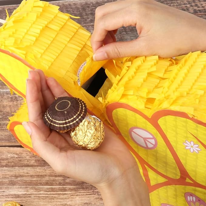 Hippie Pinata with Stick & Blindfold Daisy Flower Mexican Pinata Game for Girl Groovy Birthday Party Decorations Supplies