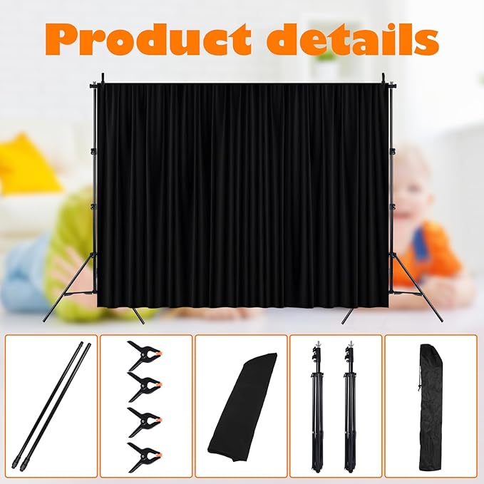 Classroom Puppet Stage, 6.6x9.8FT Portable Tripod Puppet Theater Portable Stage for School, Church, Equipped with Two Tripods, Crossbars, Curtains and Carrying Bags（Doll not Included）
