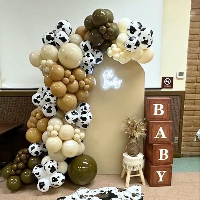 Cow Brown Balloons, 60Pcs 12 Inch Cow Print Coffee White Metallic Gold Latex Balloon, Tan Nude Neutral Beige Helium Balloons for Farm Western Theme Cowboys Cowgirls Birthdays Baby Shower Party Decor