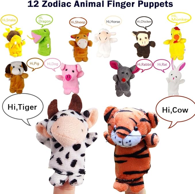 22 pcs Plush Animals Finger Puppet Toys - Mini Plush Figures Toy Assortment for Kids, Soft Hands Finger Puppets Game for Autistic Children, Great Family Parents Talking Story Set