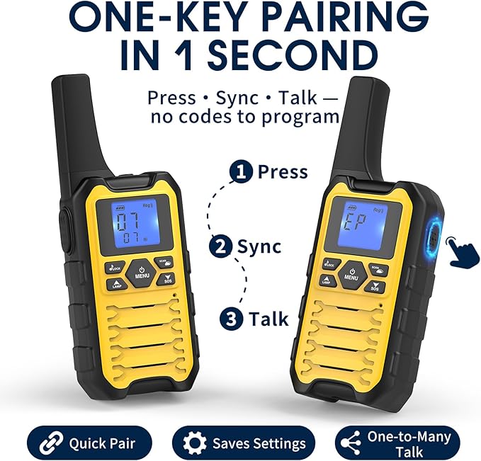 Wishouse Walkie Talkies Long Range for Adults Kids, Rechargeable Radios 4 Pack,for Camping & Hunting