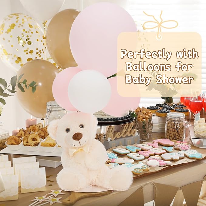 MorisMos 6Pcs White Teddy Bears Bulk Baby Shower, 14 Inch Cute Teddy Bear Stuffed Animals Plush, Small Stuffed Bears on Centerpiece Baby Shower Decoration, Gift for Party Birthday