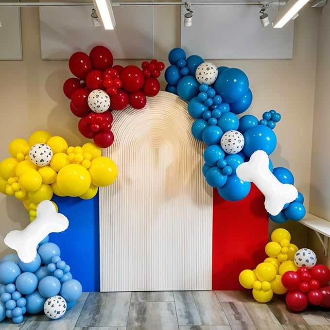 Paw Balloons, Red Yellow Blue Animal Paw Print Latex Balloons with Bone Foil Balloon for Boy Girl Theme Birthday Party Graduation Baby Shower Backdrop Supplies