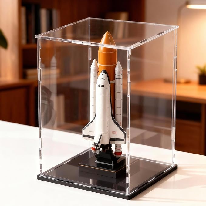 Large Acrylic Display Case for Figures, Clear Acrylic Box with Black Base for showcaseing Miniature, Toys, Collectables and Dolls 13 (L) × 13 (W) × 16 (H) inch