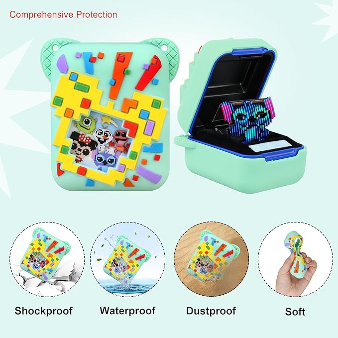 Elonbo Silicone Protective Case for Interactive Kids' Toys, Virtual Storage Cover, Electronic Pets Holder, Green